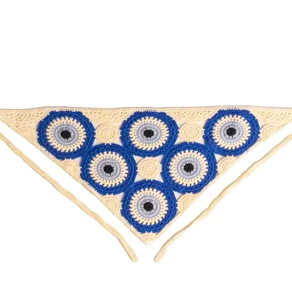 NWT ⚜️🧿⚜️ Crochet Evil Eye Head Scarf Bandana Knit For Head Wrap - Picture 13 of 17